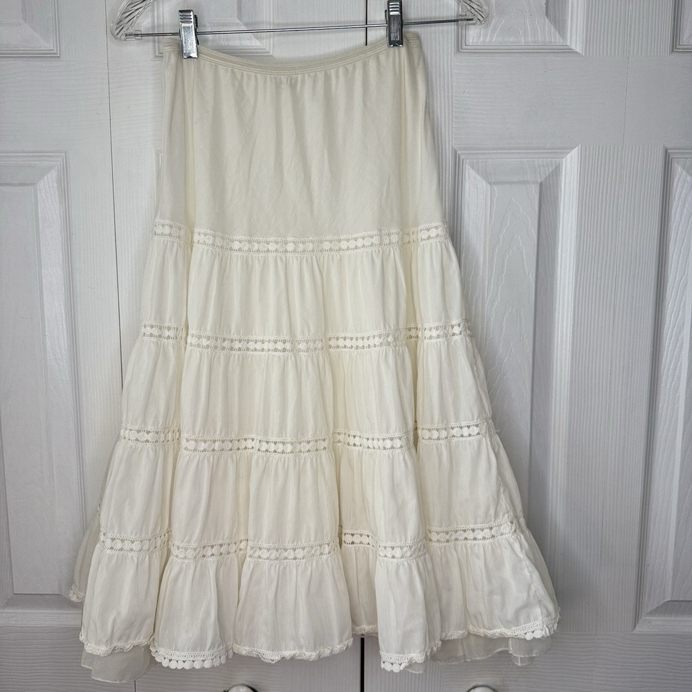 Vtg Barbizon Blendaire Batiste Beige Tiered Half Slip Skirt Petti Boff 14 16 XL